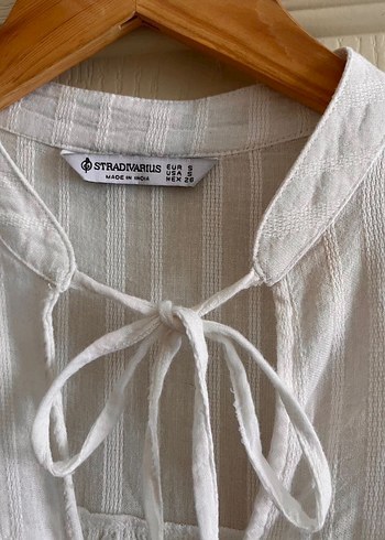 Düğmeli Beyaz Keten Bohem Bluz - Görsel 6