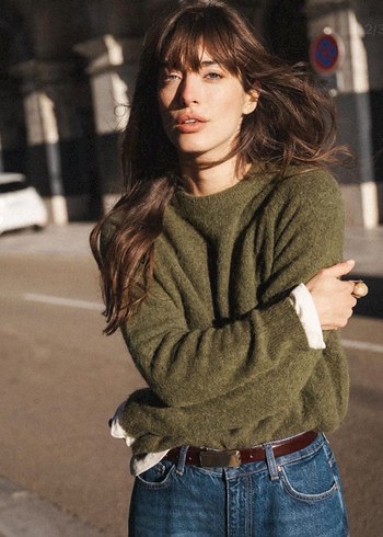 Kadın Haki Yün  Kazak - Görsel 3