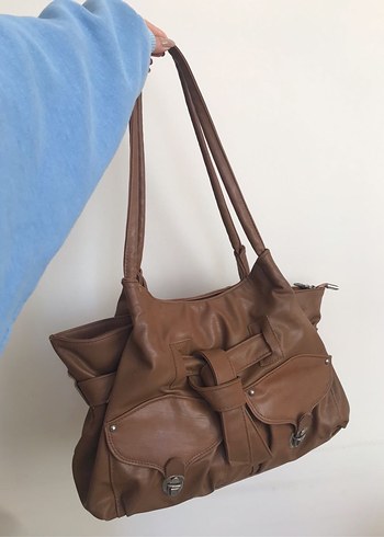 Vintage Deri Kadın Omuz Çantası - Görsel 3