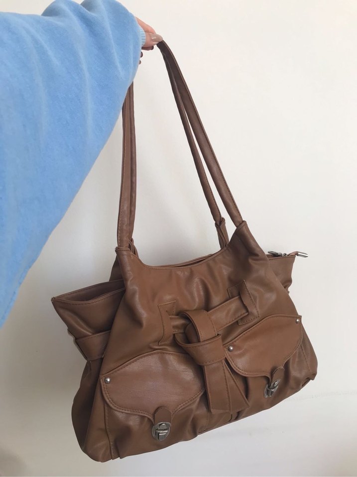 Vintage Deri Kadın Omuz Çantası - Görsel 3