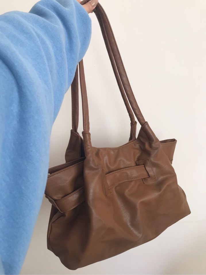 Vintage Deri Kadın Omuz Çantası - Görsel 4