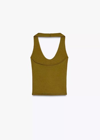 Zara halter haka yağ yeşili üst - Görsel 4