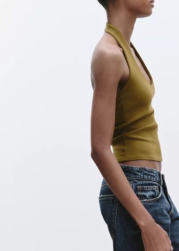 Zara halter haka yağ yeşili üst - Görsel 2