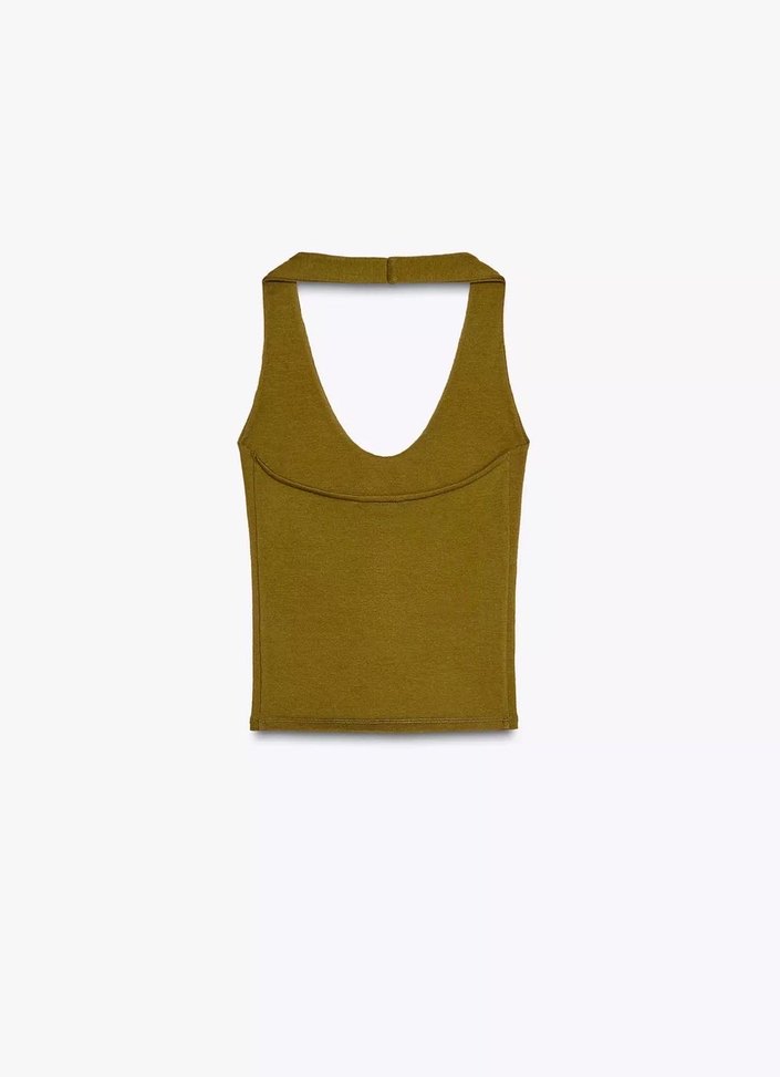 Zara halter haka yağ yeşili üst - Görsel 4