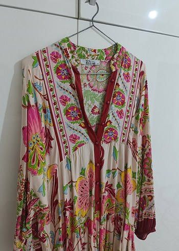 yazlik Çok Renkli Uzun Kadın Elbise - Görsel 3