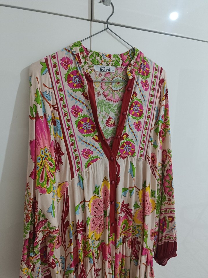 yazlik Çok Renkli Uzun Kadın Elbise - Görsel 3