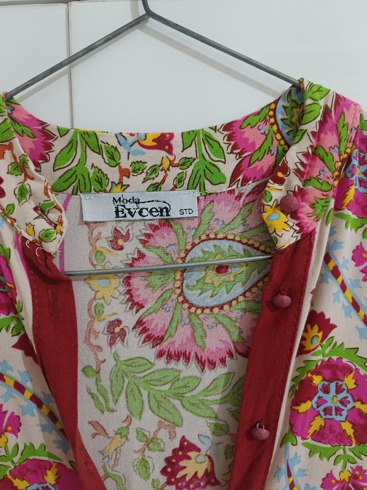 yazlik Çok Renkli Uzun Kadın Elbise - Görsel 5