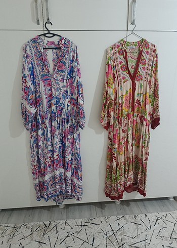 renkli yazlık Uzun Kadın günlük Elbise - Görsel 4