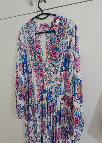 renkli yazlık Uzun Kadın günlük Elbise - Görsel 2