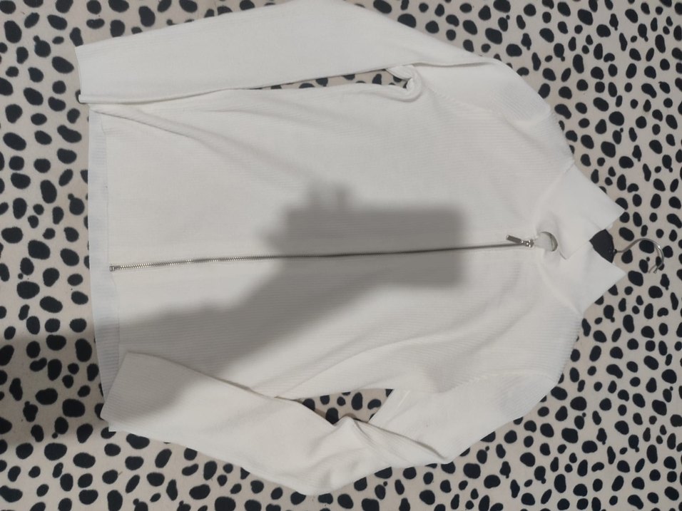 Beyaz Fermuarlı Yarım Balıkçı Yaka Kadın Kazak - Görsel 2