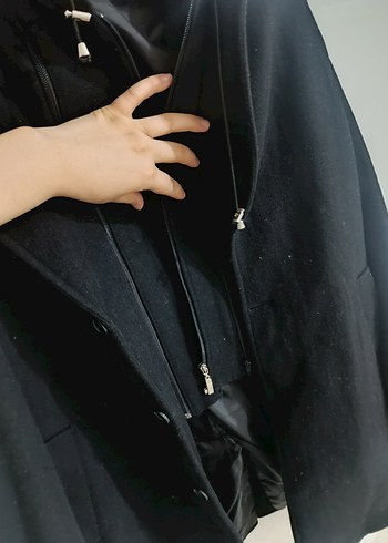 Erkek Siyah Düğmeli Midi Kaban - Görsel 9