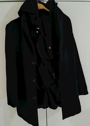 Erkek Siyah Düğmeli Midi Kaban - Görsel 2