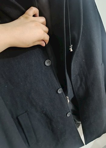 Erkek Siyah Düğmeli Midi Kaban - Görsel 4