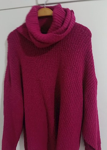 Pembe Boğazlı Triko Kadın Kazak - Görsel 3