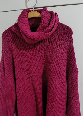 Pembe Boğazlı Triko Kadın Kazak - Görsel 2