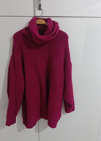 Pembe Boğazlı Triko Kadın Kazak - Görsel 4