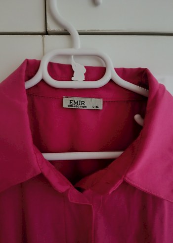 Düğmeli Koyu Pembe Kadın Keten Gömlek - Görsel 7