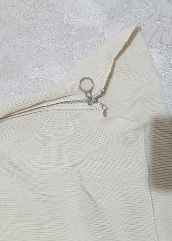 diğer Beden Beyaz Yuvarlak Yaka Örgü Kadın Keten Kazak
