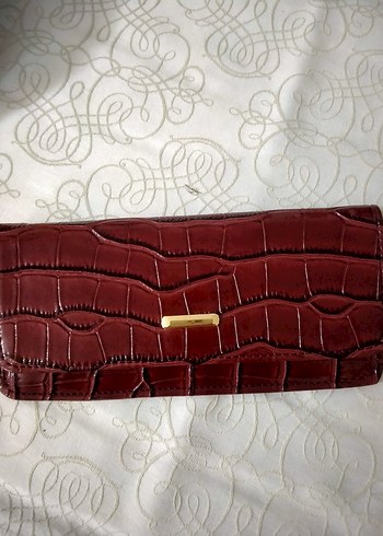 Guess Koyu Bordo Kroko Desenli Sik Cuzdan