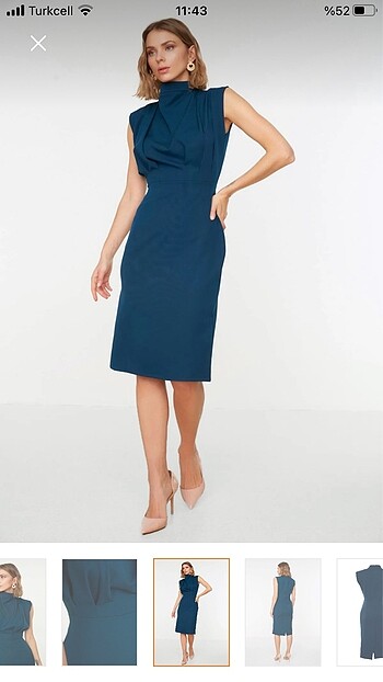 Petrol yeşili kalem elbise - Görsel 2