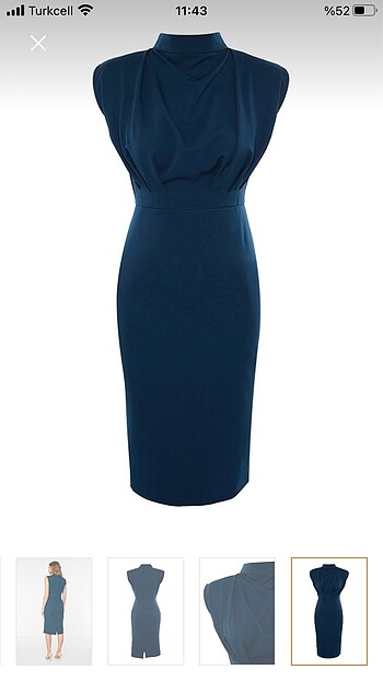 Petrol yeşili kalem elbise - Görsel 4