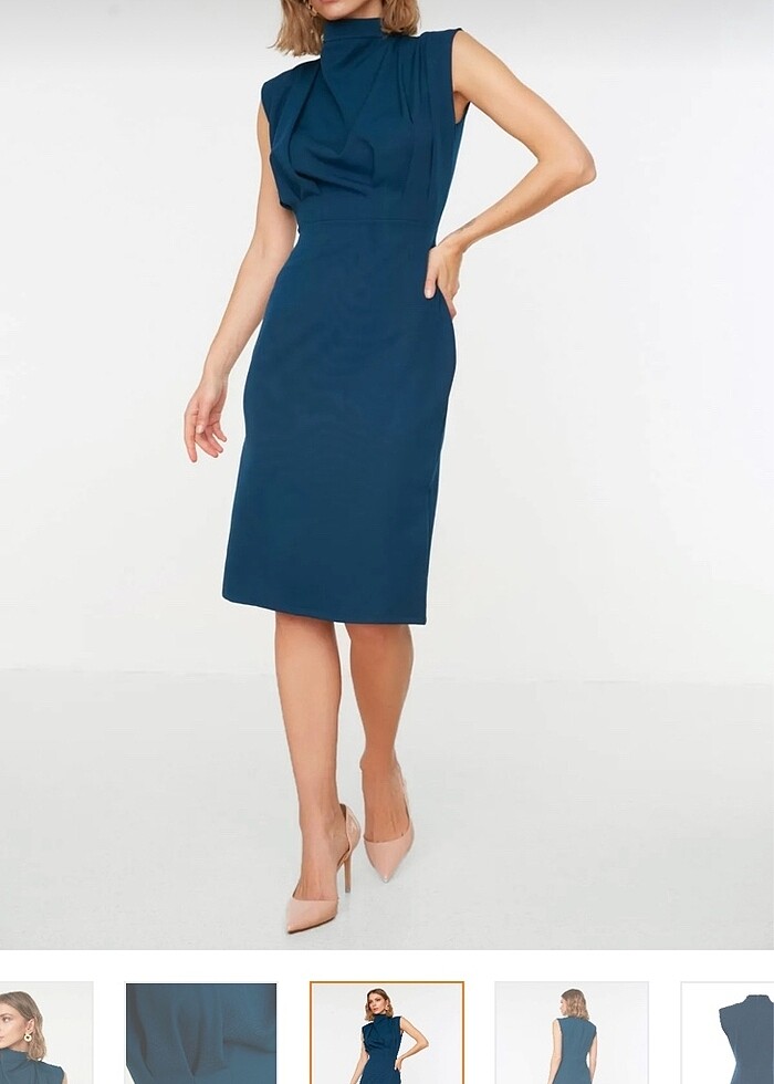 Petrol yeşili kalem elbise - Görsel 2