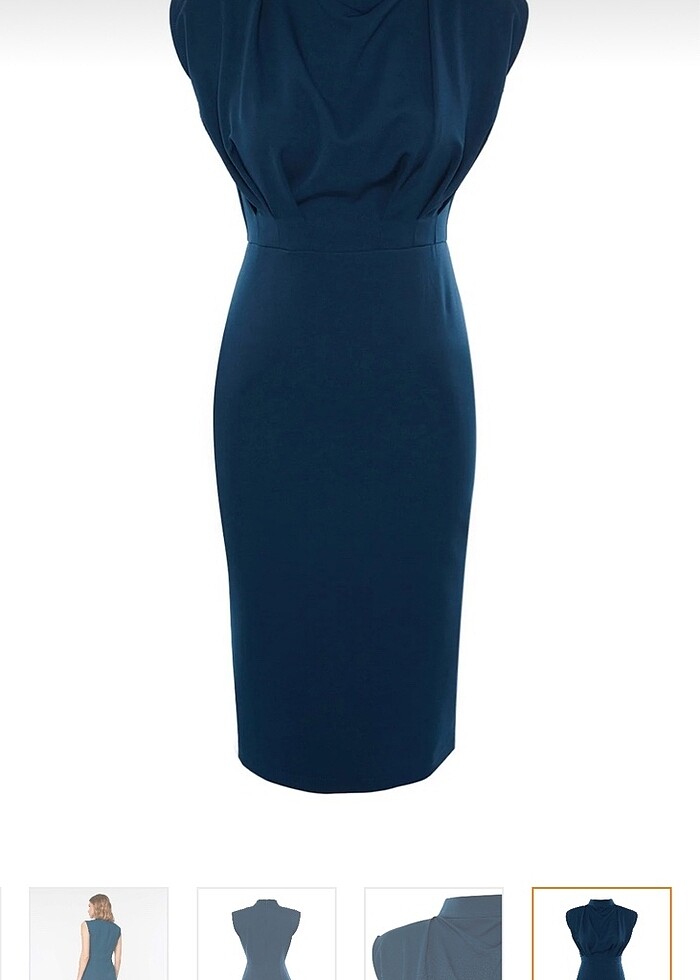Petrol yeşili kalem elbise - Görsel 4