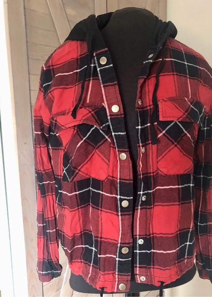 Kapuşonlu oduncu gömlek - Görsel 4