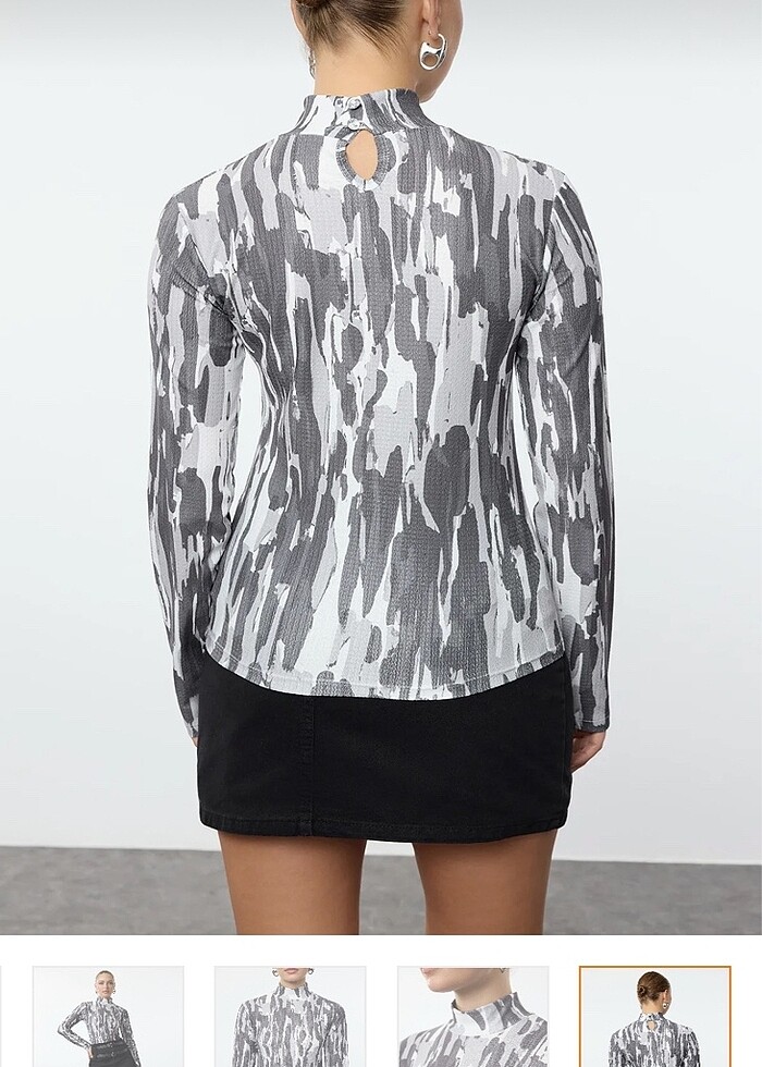 Dik yaka bluz - Görsel 4