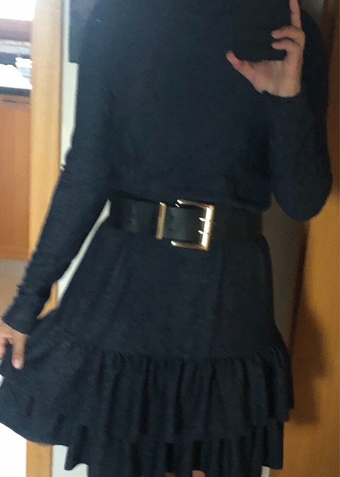 Tasarım  kat kat ,Antrasıt elbise - Görsel 2