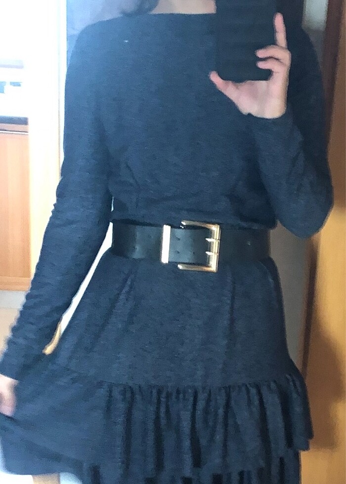 Tasarım  kat kat ,Antrasıt elbise - Görsel 3