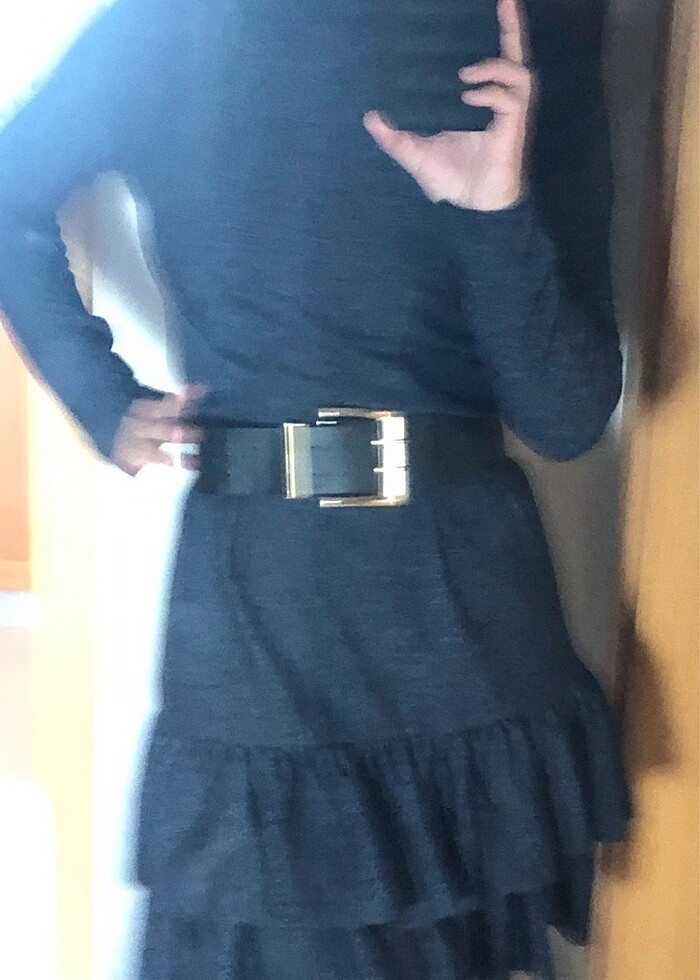 Tasarım  kat kat ,Antrasıt elbise - Görsel 4