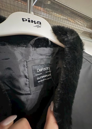 Düğmeli Siyah Midi kadın Ceket - Görsel 3