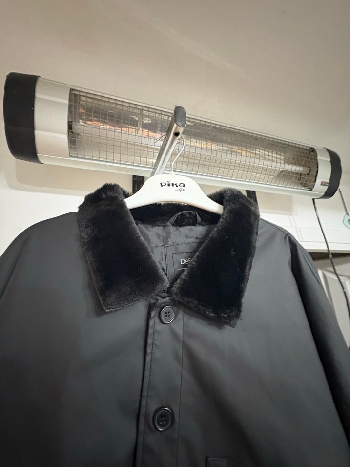 Düğmeli Siyah Midi kadın Ceket - Görsel 2