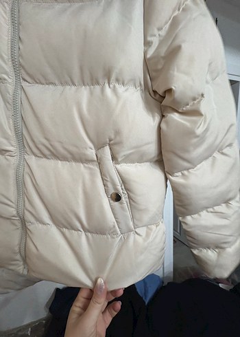 Kadın Beyaz Kısa Kışlık Mont - Görsel 3
