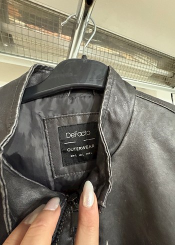 Gri Deri Biker Ceket - Görsel 2