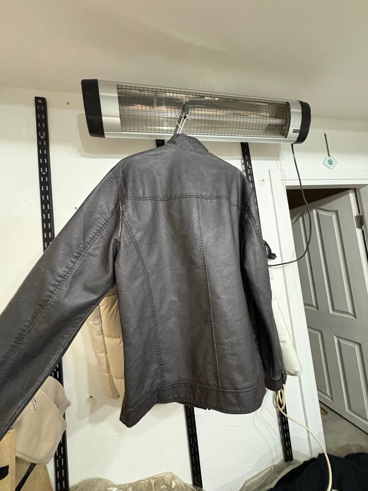 Gri Deri Biker Ceket - Görsel 3
