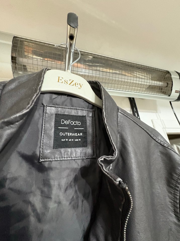 Erkek Siyah Deri Biker Ceket - Görsel 2