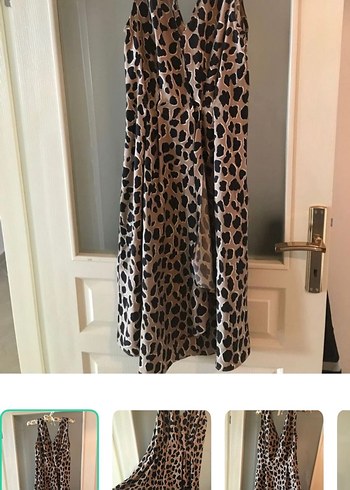 Mango Leopar Desenli Uzun Elbise