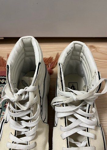 Beyaz Süet Yüksek Top Sneakers - Görsel 5