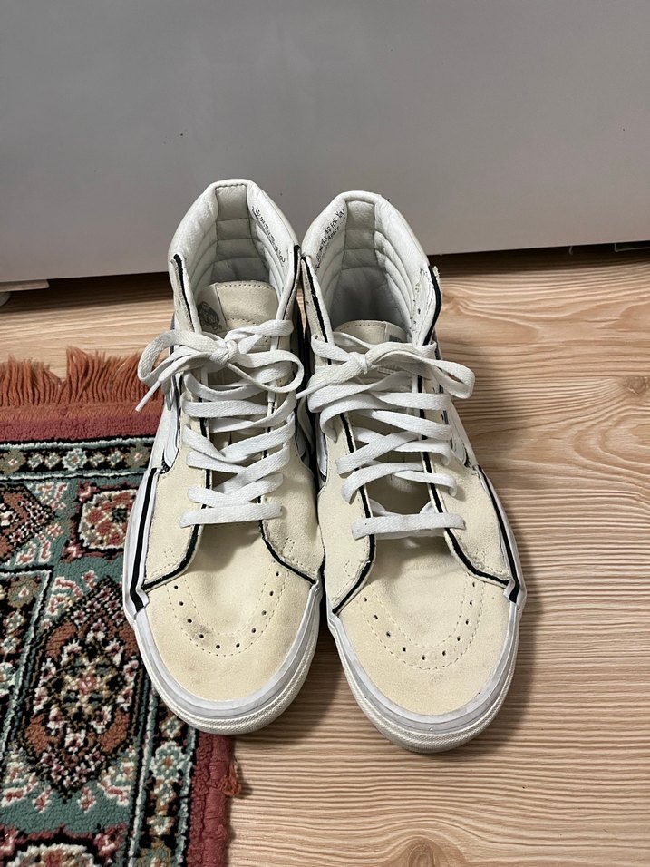 Beyaz Süet Yüksek Top Sneakers - Görsel 2