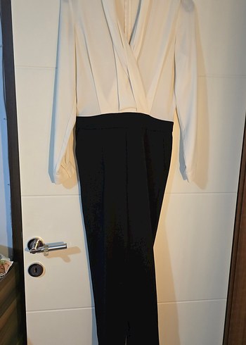 Uzun Kollu V Yaka üstü şiifon tulum - Görsel 2