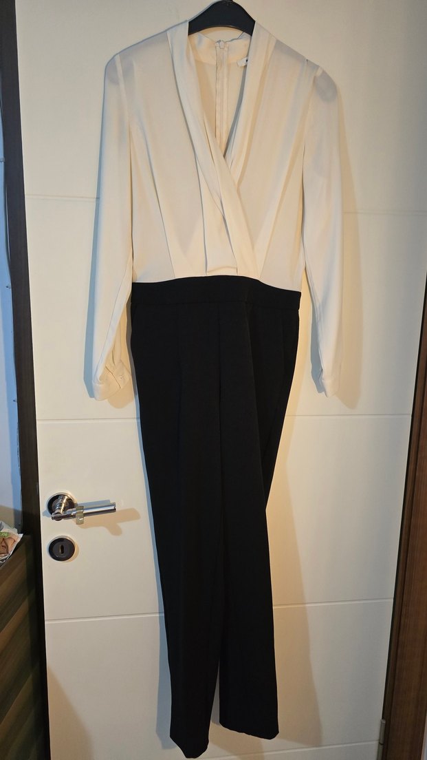 Uzun Kollu V Yaka üstü şiifon tulum - Görsel 2