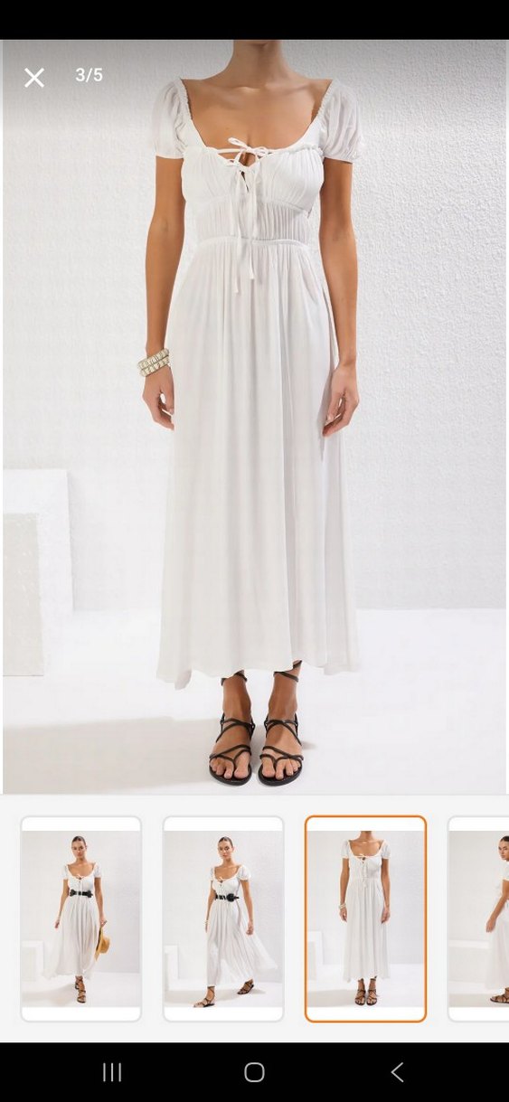 Bohem Tarzı Beyaz Uzun Pamuklu plaj Elbisesi - Görsel 2