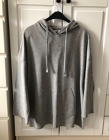 Pull&bear Gri Kapüşonlu İnce Sweat