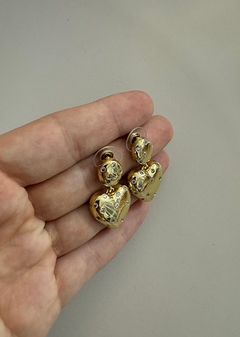Beden altın Renk Parıltılı Altın Renkli Kalp Küpeler