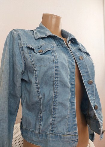 Diğer Düğmeli Mavi Kadın Denim Ceket
