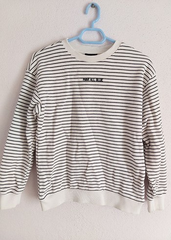 Çizgili Pamuklu Kadın Sweatshirt