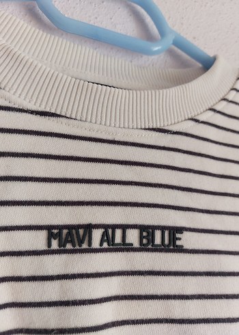 xs Beden beyaz Renk Çizgili Pamuklu Kadın Sweatshirt