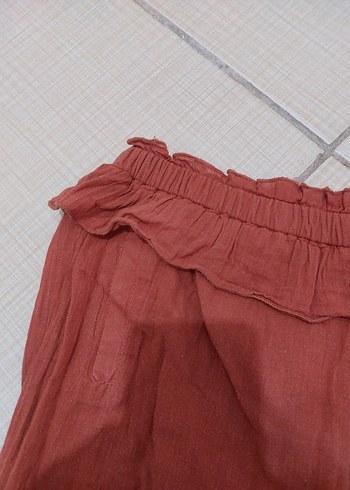 xs Beden kırmızı Renk Gevşek Kesim Keten Kadın Pantolon